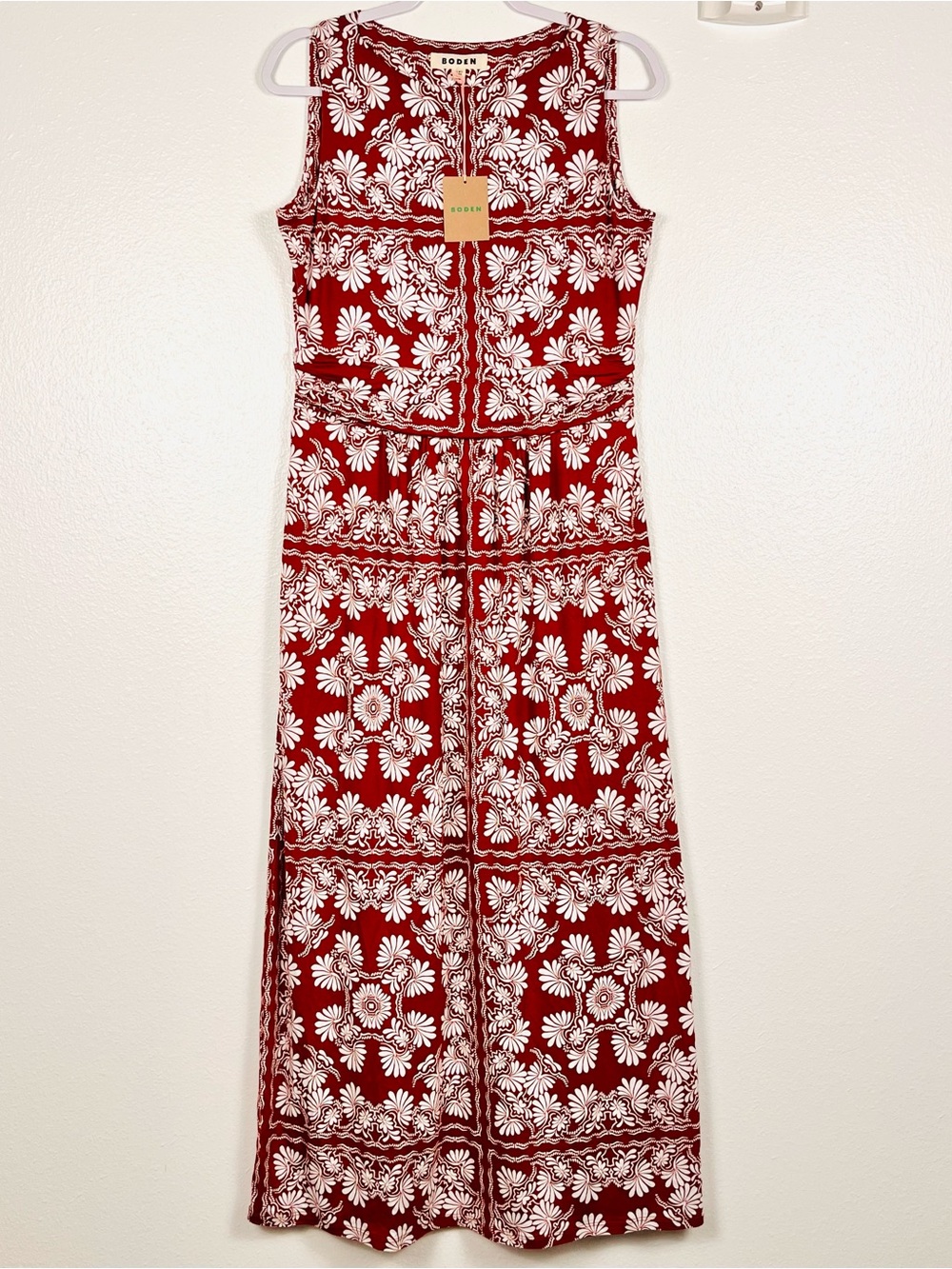 NWT Boden Antonia Red Botanical Floral Jersey Sleeveless Maxi Dress Size 8 - Picture 3 of 8